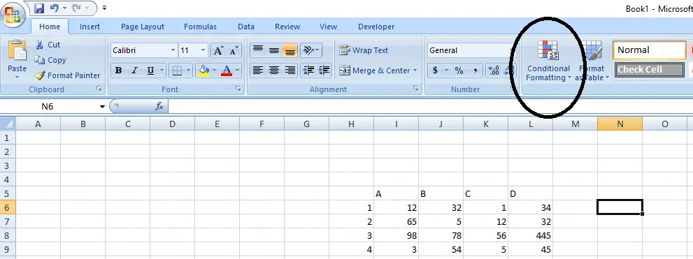 button location for conditional formatting in excel