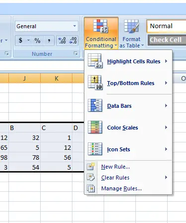 select conditional formatting