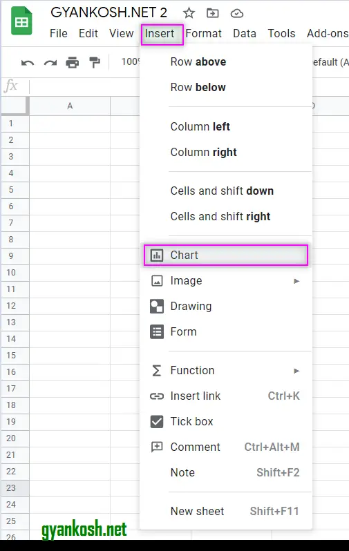 MENU OPTION TO CREATE COMBO CHART IN GOOGLE SHEETS
